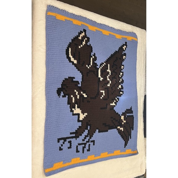 Handmade Other - Handmade Crochet Lap Blanket Eagle ONE OF A KIND Cottagecore Granny 31x42 AUBURN